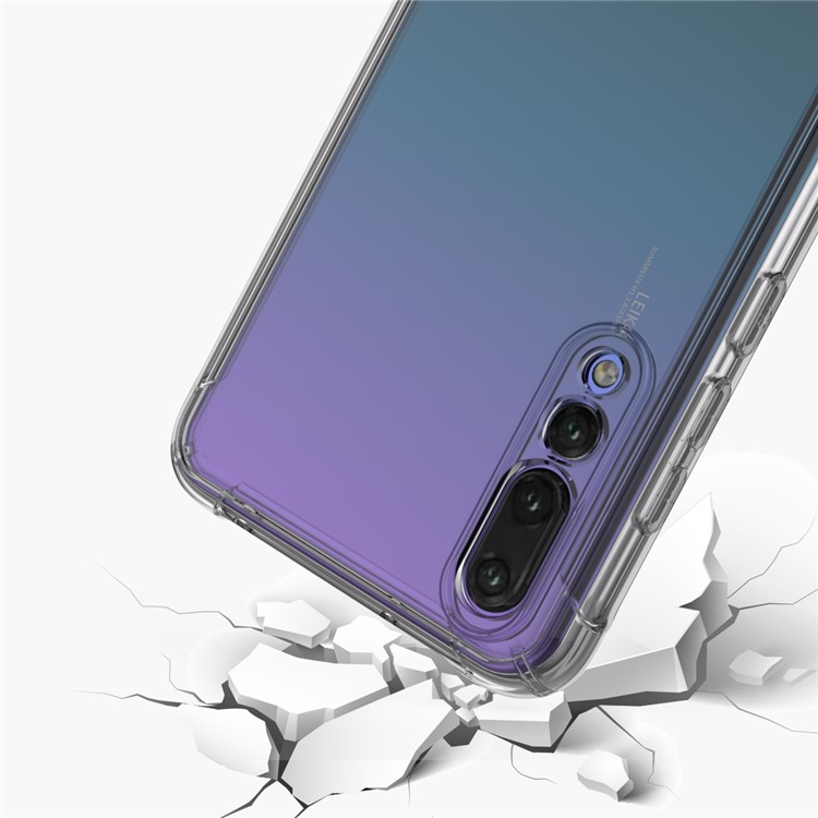 LEEU DESIGN Air Cushion Shockproof TPU Shell with Voice Conversion Jack for Huawei P20 Pro - Transparent Black-3