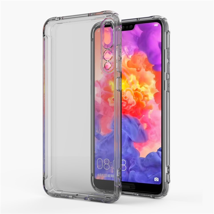 LEEU DESIGN Air Cushion Shockproof TPU Shell with Voice Conversion Jack for Huawei P20 Pro - Transparent Black-4