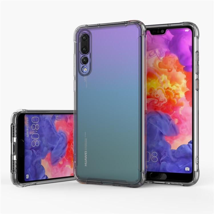 LEEU DESIGN Air Cushion Shockproof TPU Shell with Voice Conversion Jack for Huawei P20 Pro - Transparent Black-7