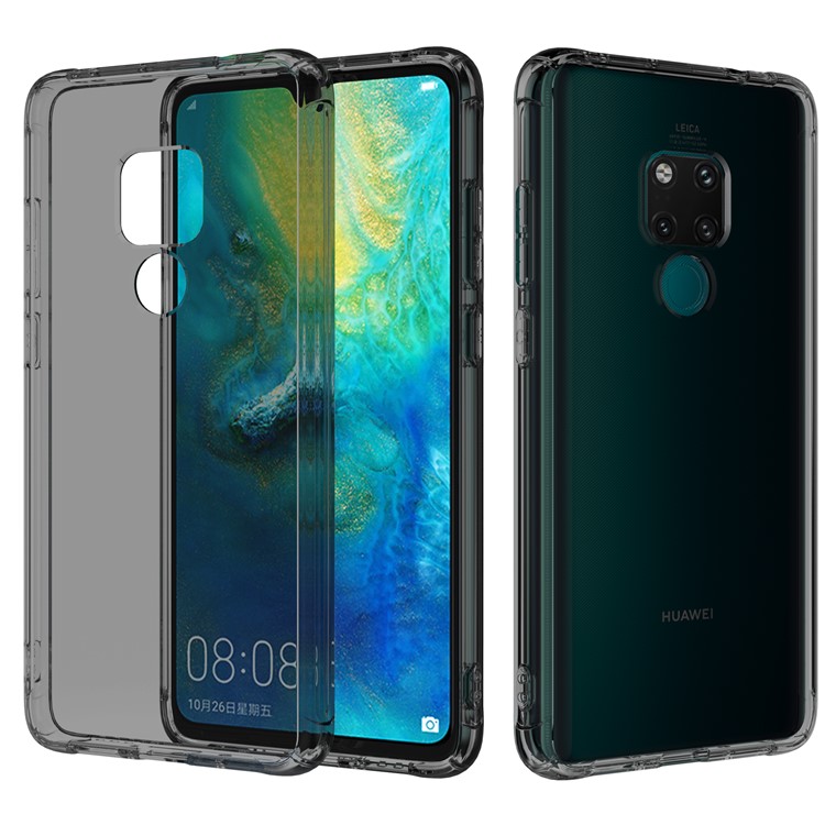 LEEU DESIGN Air Cushion Shockproof TPU Cover Shell with Voice Conversion Jack for Huawei Mate 20 - Transparent Black-1
