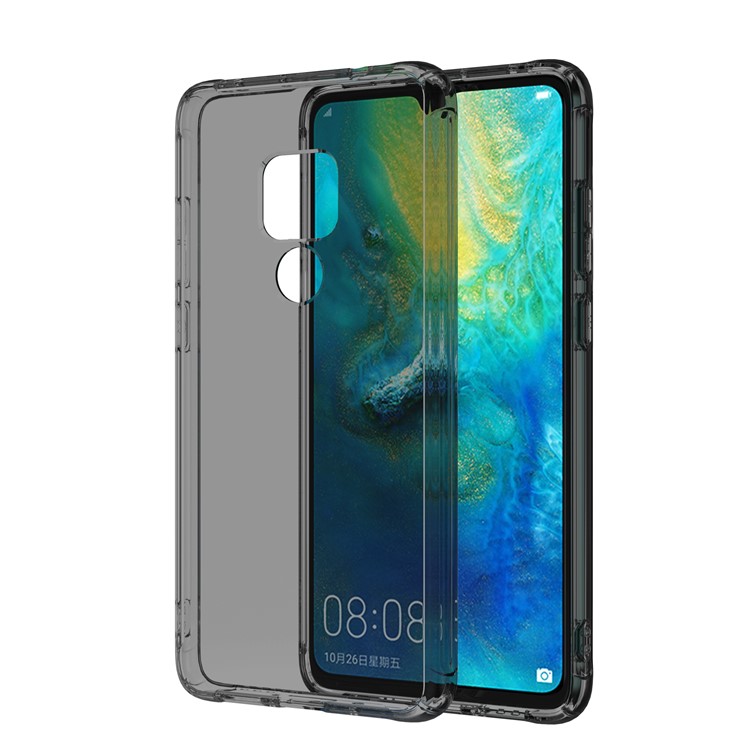 LEEU DESIGN Air Cushion Shockproof TPU Cover Shell with Voice Conversion Jack for Huawei Mate 20 - Transparent Black-11