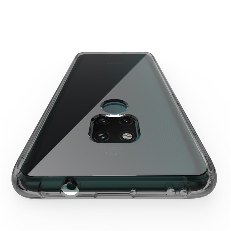 LEEU DESIGN Air Cushion Shockproof TPU Cover Shell with Voice Conversion Jack for Huawei Mate 20 - Transparent Black-12