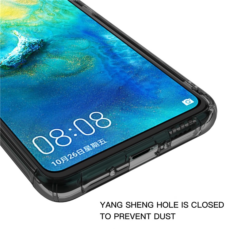 LEEU DESIGN Air Cushion Shockproof TPU Cover Shell with Voice Conversion Jack for Huawei Mate 20 - Transparent Black-3