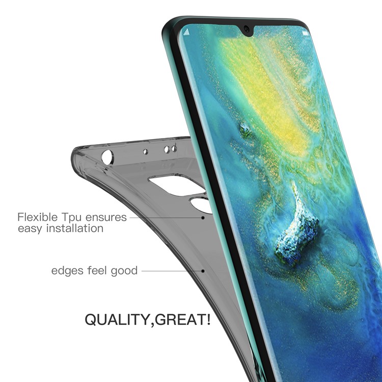 LEEU DESIGN Air Cushion Shockproof TPU Cover Shell with Voice Conversion Jack for Huawei Mate 20 - Transparent Black-4