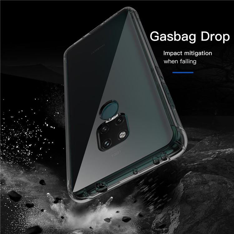 LEEU DESIGN Air Cushion Shockproof TPU Cover Shell with Voice Conversion Jack for Huawei Mate 20 - Transparent Black-6