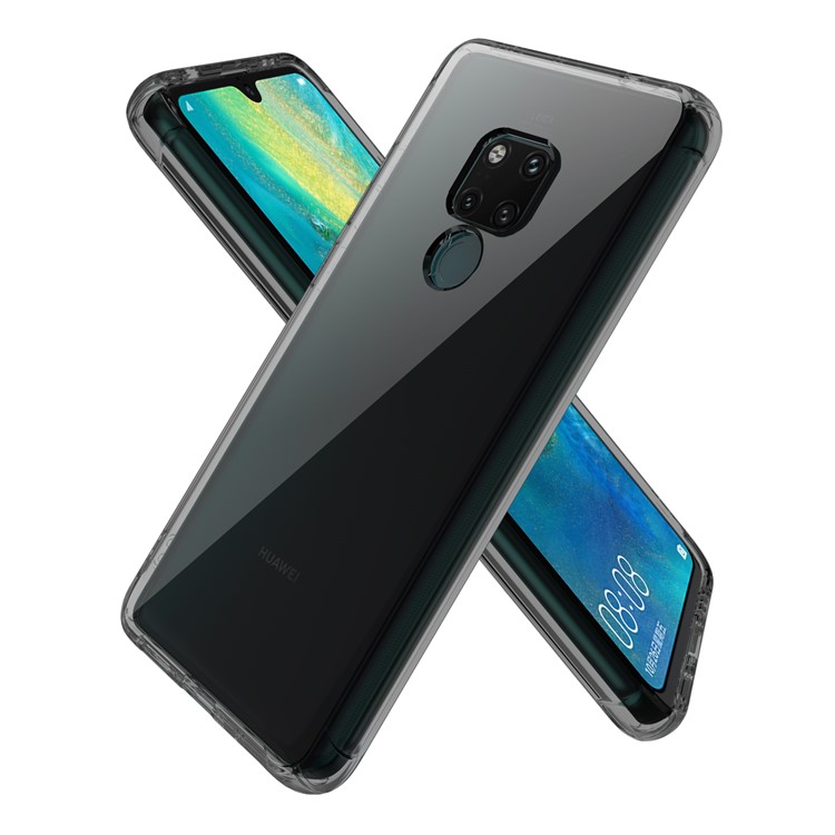 LEEU DESIGN Air Cushion Shockproof TPU Cover Shell with Voice Conversion Jack for Huawei Mate 20 - Transparent Black-9