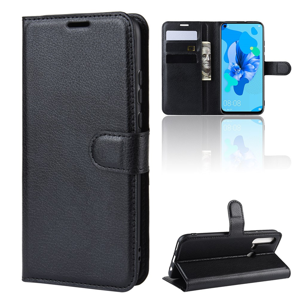 Litchi Texture Wallet Leather Phone Tampa Para Huawei P20 Lite (2019) / Nova 5i - Preto