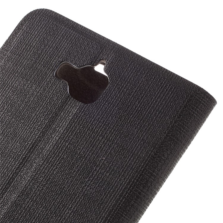 Cross Pattern Two-color Leather Stand Case for Huawei Y6 Pro / Enjoy 5 - Black-11