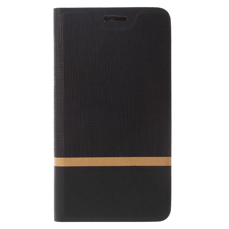 Cross Pattern Two-color Leather Stand Case for Huawei Y6 Pro / Enjoy 5 - Black-3
