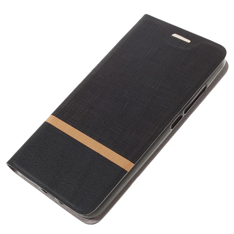 Cross Pattern Two-color Leather Stand Case for Huawei Y6 Pro / Enjoy 5 - Black-4