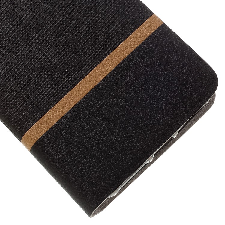 Cross Pattern Two-color Leather Stand Case for Huawei Y6 Pro / Enjoy 5 - Black-9