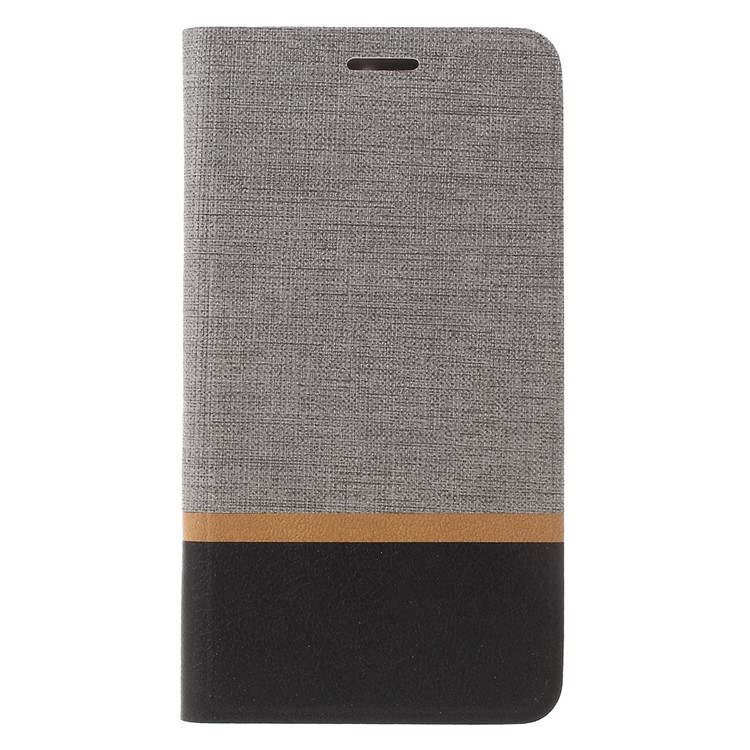 Cross Pattern Two-color Leather Stand Cover for Huawei Y6 Pro / Enjoy 5 - Grey-3