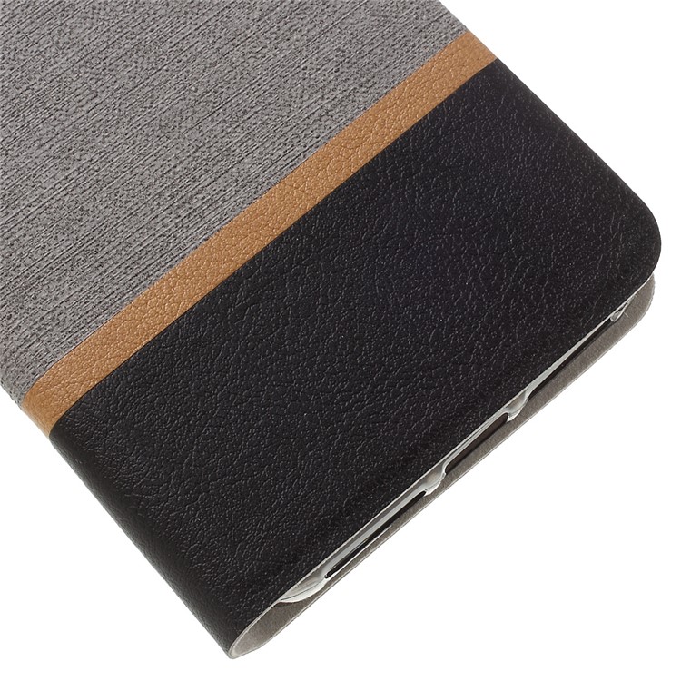 Cross Pattern Two-color Leather Stand Cover for Huawei Y6 Pro / Enjoy 5 - Grey-7