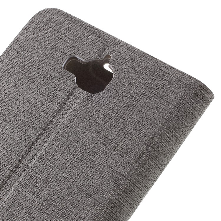 Cross Pattern Two-color Leather Stand Cover for Huawei Y6 Pro / Enjoy 5 - Grey-9