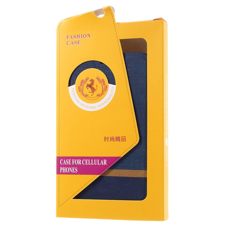 Cross Pattern Two-color Leather Card Holder Case for Huawei Y6 Pro / Enjoy 5 - Dark Blue-11