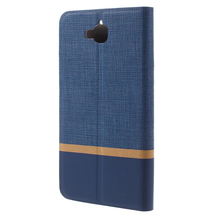 Cross Pattern Two-color Leather Card Holder Case for Huawei Y6 Pro / Enjoy 5 - Dark Blue-2