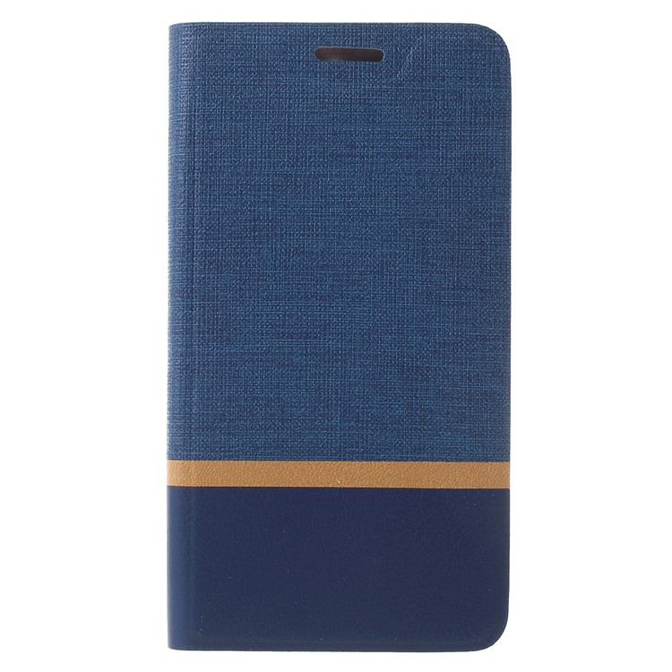 Cross Pattern Two-color Leather Card Holder Case for Huawei Y6 Pro / Enjoy 5 - Dark Blue-3