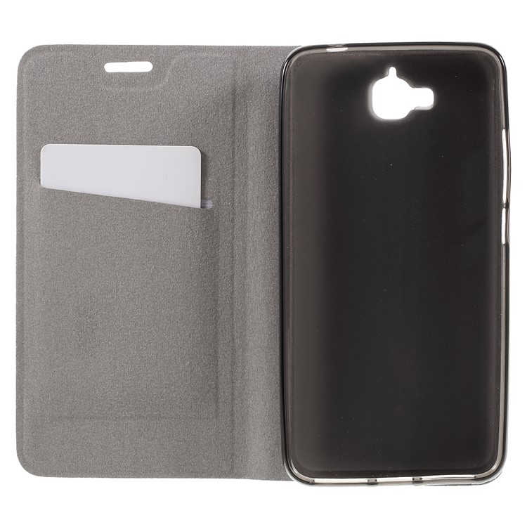 Cross Pattern Two-color Leather Card Holder Case for Huawei Y6 Pro / Enjoy 5 - Dark Blue-6