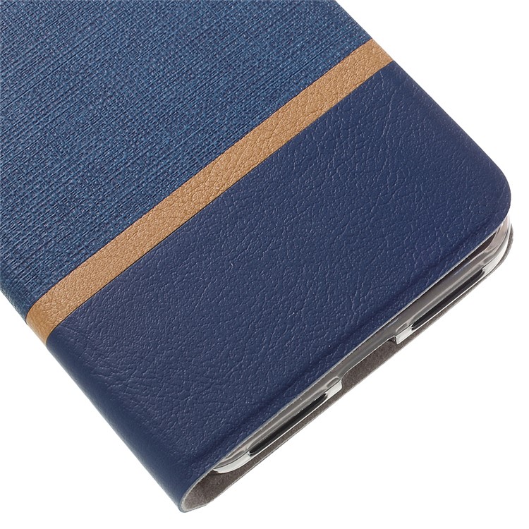 Cross Pattern Two-color Leather Card Holder Case for Huawei Y6 Pro / Enjoy 5 - Dark Blue-7