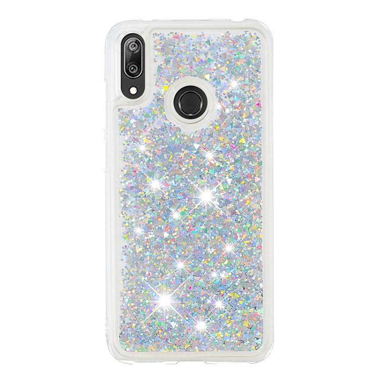 Dynamische Glitter Puder Pailletten TPU Telefon Shell Cover Für Huawei Y7 (2019) / Y7 Prime (2019) - Silber--2