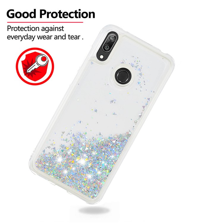 Dynamische Glitter Puder Pailletten TPU Telefon Shell Cover Für Huawei Y7 (2019) / Y7 Prime (2019) - Silber--4