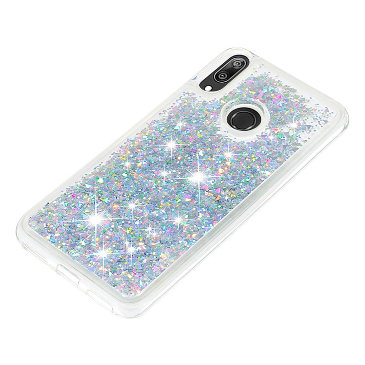 Dynamische Glitter Puder Pailletten TPU Telefon Shell Cover Für Huawei Y7 (2019) / Y7 Prime (2019) - Silber--6