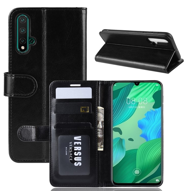 Crazy Horse Style PU Leather Stand Wallet Flip Phone Shell for Huawei nova 5 / nova 5 Pro - Black-8