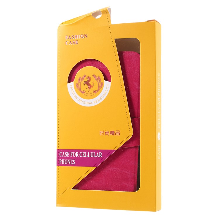Crazy Horse Stand PU Leather Shell for Huawei Y6 Pro / Enjoy 5 - Rose-13