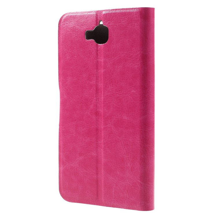 Crazy Horse Stand PU Leather Shell for Huawei Y6 Pro / Enjoy 5 - Rose-2