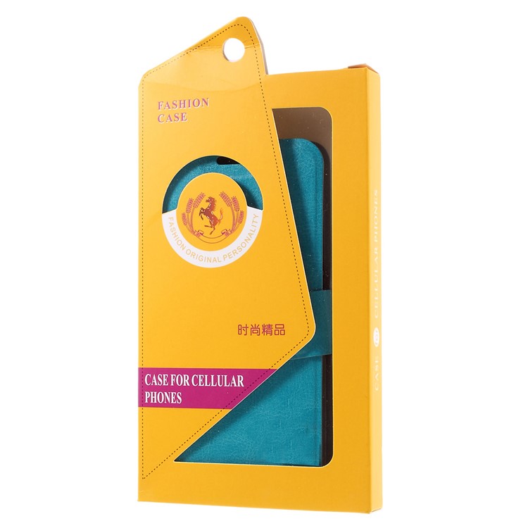 Crazy Horse Card Holder Stand Leather Case for Huawei Y6 Pro / Enjoy 5 - Blue-13