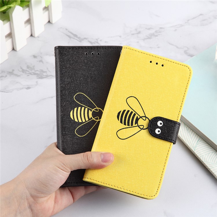 Bee Pattern Silk Texture Wallet Stand Flip Leather Case for Huawei Y7 (2019)/Y7 Prime (2019)/Y7 Pro (2019) - Black-11