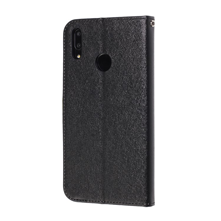 Bee Pattern Silk Texture Wallet Stand Flip Leather Case for Huawei Y7 (2019)/Y7 Prime (2019)/Y7 Pro (2019) - Black-4