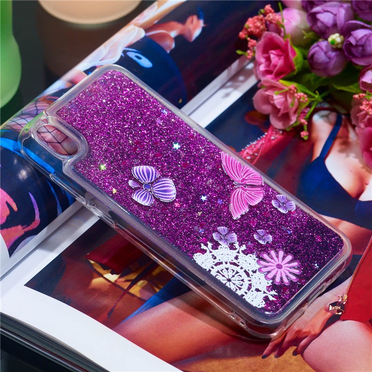 Dynamic Glitter Powder Sequins TPU Phone Case for Huawei Y5 (2019) / Honor 8S - Butterflies-7