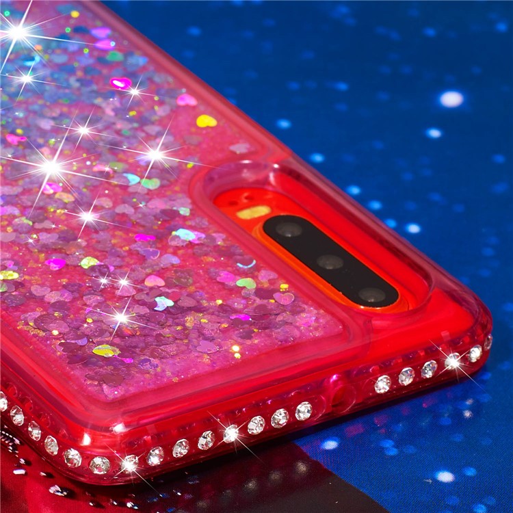 Diamond Decor Gradient Glitter Powder Quicksand TPU Cover for Huawei P30 - Red / Blue-6