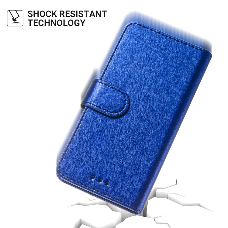 Solid Color Card Holder Leather Phone Case Cover for Huawei Mate 20 Lite - Blue-10