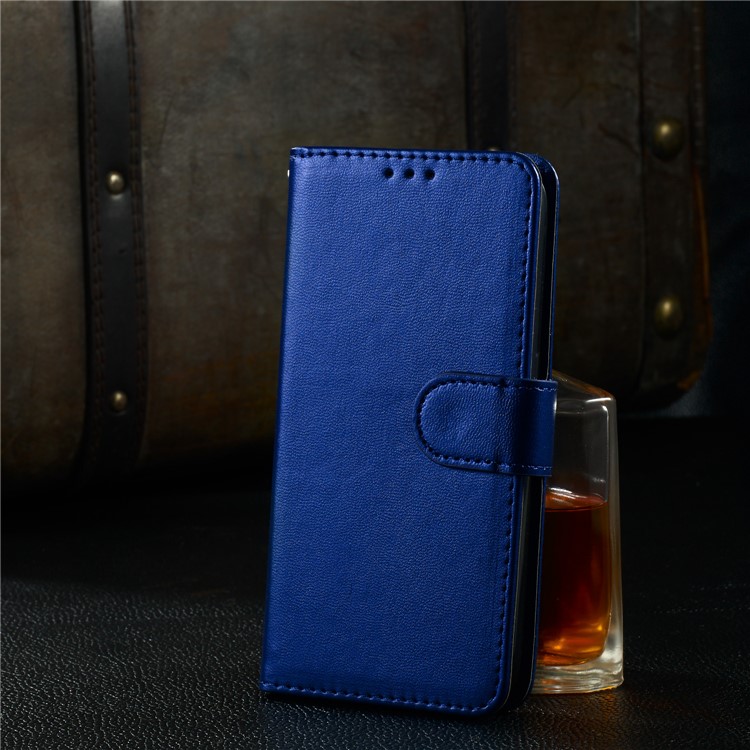 Solid Color Card Holder Leather Phone Case Cover for Huawei Mate 20 Lite - Blue-11