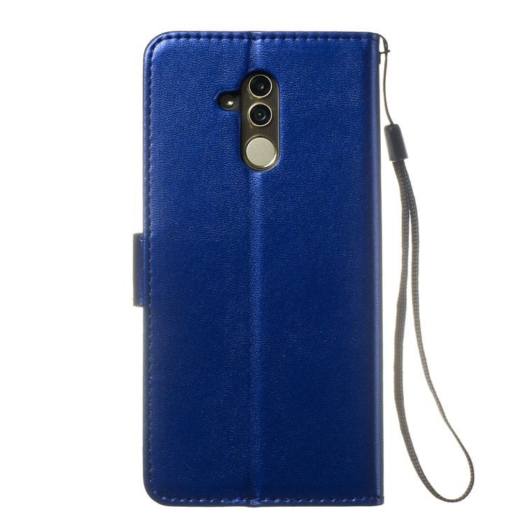 Solid Color Card Holder Leather Phone Case Cover for Huawei Mate 20 Lite - Blue-7