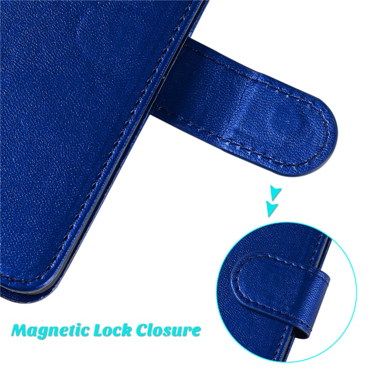 Solid Color Card Holder Leather Phone Case Cover for Huawei Mate 20 Lite - Blue-8