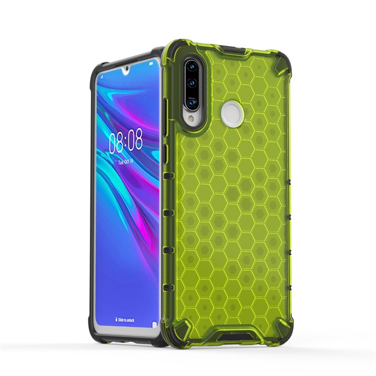 Honeycomb Shock Absorber TPU + PC + Silicone Hybrid Phone Casing for Huawei P30 Lite - Green-2