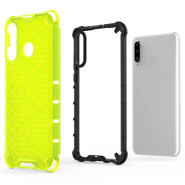 Honeycomb Shock Absorber TPU + PC + Silicone Hybrid Phone Casing for Huawei P30 Lite - Green-3