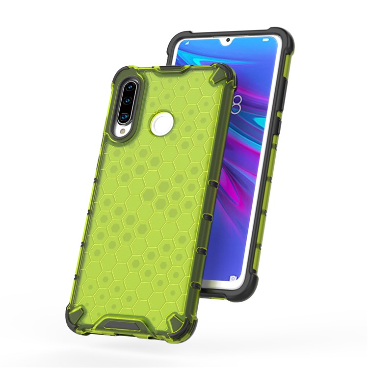 Honeycomb Shock Absorber TPU + PC + Silicone Hybrid Phone Casing for Huawei P30 Lite - Green-4