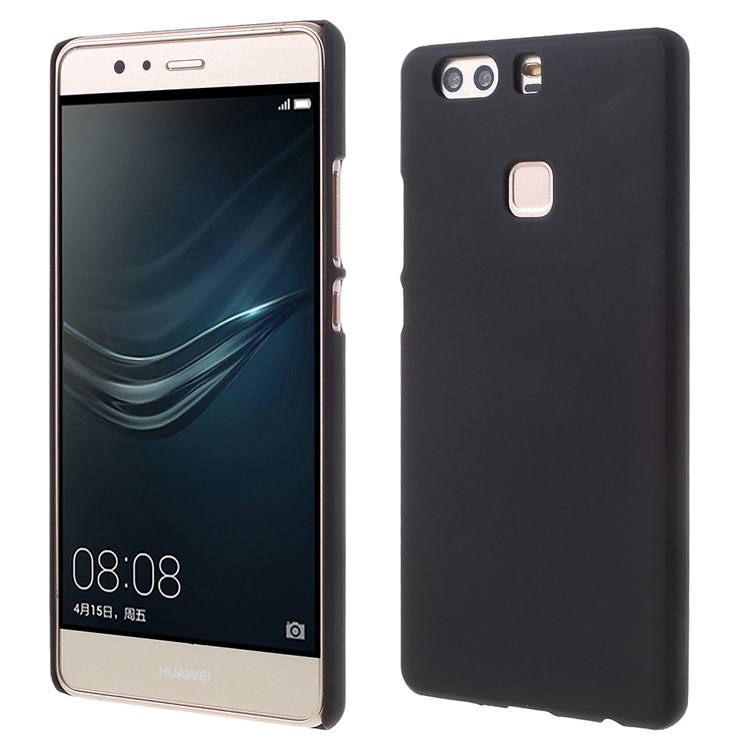 Rubber Coating PC Hard Back Case for Huawei P9 Plus - Black-1