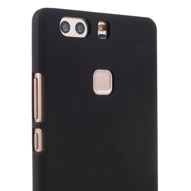 Rubber Coating PC Hard Back Case for Huawei P9 Plus - Black-4