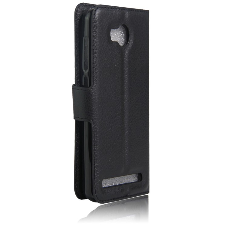 Lychee Skin Wallet Leather Stand Case for Huawei Y3II / Y3 II - Black-2