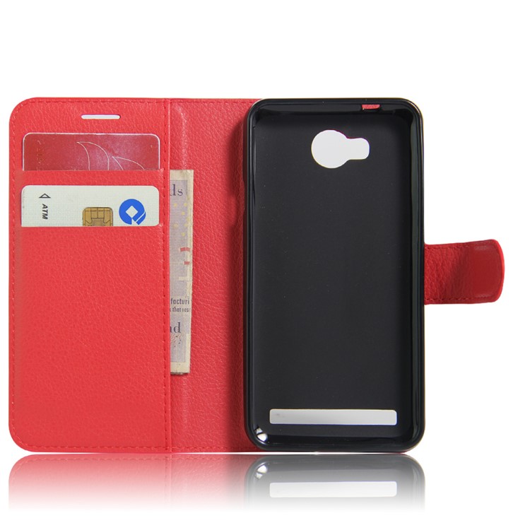 Lychee Skin Wallet Leather Phone Case for Huawei Y3 II / Y3II - Red-3