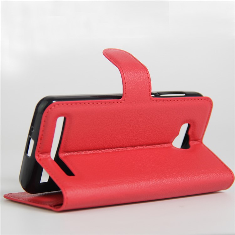 Lychee Skin Wallet Leather Phone Case for Huawei Y3 II / Y3II - Red-5