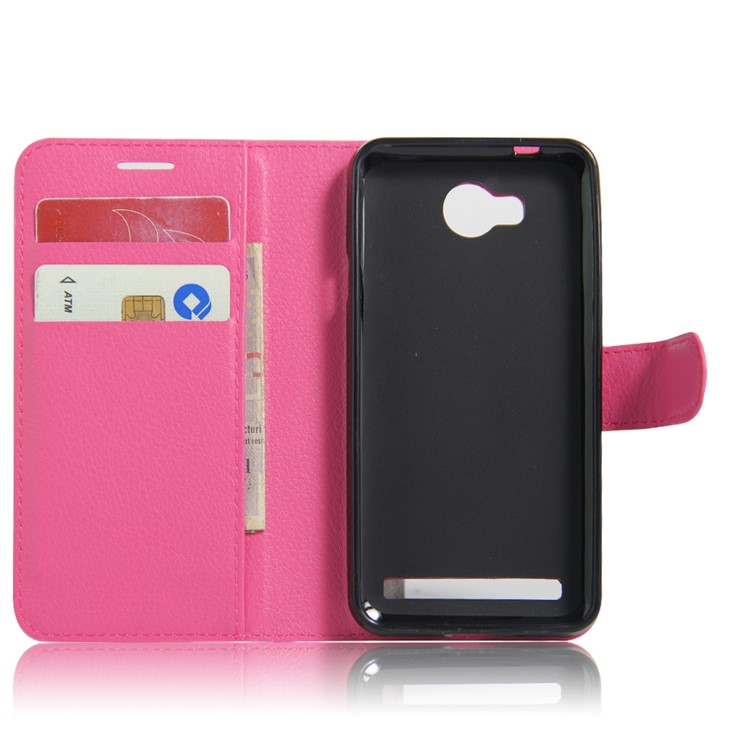 Lychee Skin Magnetic Leather Stand Case for Huawei Y3 II / Y3II - Rose-3