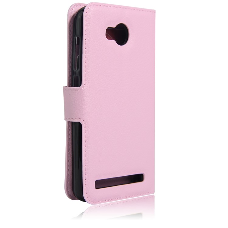 Lychee Skin Magnetic Leather Stand Cover for Huawei Y3 II / Y3II - Pink-2