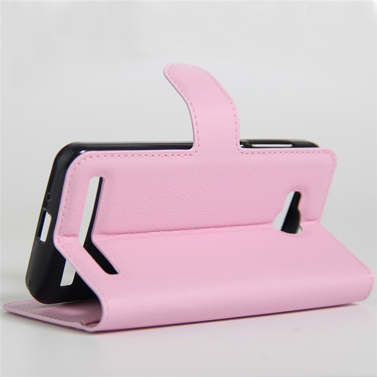 Lychee Skin Magnetic Leather Stand Cover for Huawei Y3 II / Y3II - Pink-5