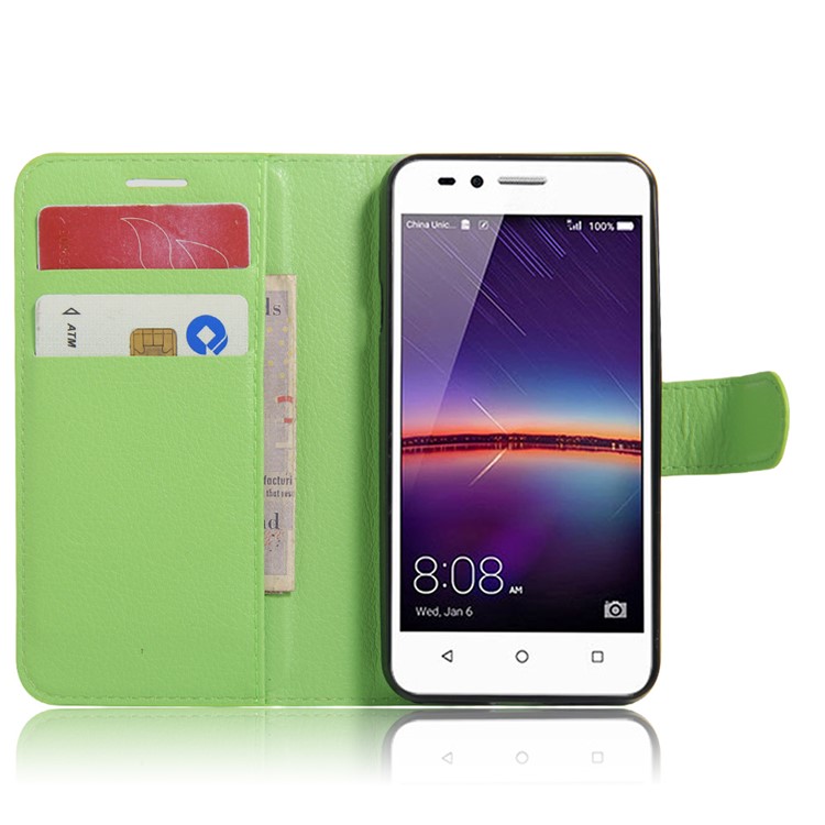 Lychee Skin Phone Leather Stand Case for Huawei Y3II / Y3 II - Green-4